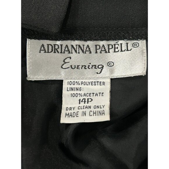 Vintage 90s Adrianna Papell Black Evening Long Skirt Front Slit Sz 14P - Picture 6 of 8